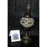 Halay Handgemachte türkische Mozaiklampe mit grünen Wellen – einzigartige orientalische Nachttischlampe