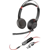 HP Poly Blackwire 5220 Stereo USB-C-Headset +3,5-mm-Stecker +USB-C/A-Adapter (Packungseinheit), Kabelgebunden, 20 - 20000 Hz, Anrufe/Musik, 165,2 g, Kopfhörer, Schwarz