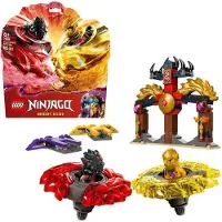 LEGO NINJAGO Spinjitzu Drachen Duell Pack 71826, Bauset mit 2 Kreiseln, 2 Minifiguren, Tempel Kampfarena, ab 6 Jahren