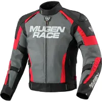 MUGENRACE Romano wasserdichte Motorrad Textiljacke, dunkelgrau/schwarz/rot, 4XL