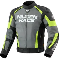 MUGENRACE Romano wasserdichte Motorrad Textiljacke, dunkelgrau/schwarz/neon-gelb, M