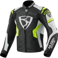 MUGENRACE Marcus Motorrad Lederjacke, schwarz/weiß/neon-gelb, 48