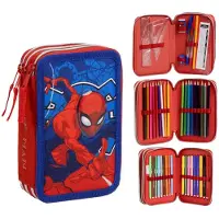 Cerdá Federmäppchen 3-Fach gefüllt Marvel Schule Kinder