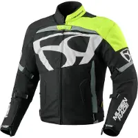 MUGENRACE Aggressore-T wasserdichte Motorrad Textiljacke, schwarz/weiß/neon-gelb, L
