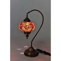 Halay Handgefertigte türkische Tischlampe Bogenmodell rot/weiß – Orientalische Mosaiklampe für stimmungsvolle Beleuchtung