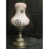 Halay Handgemachte, lila-rosa Stimmungslampe, birnenförmige Tischlampe, türkische Mosaiklampe, orientalische Schreibtischlampe,