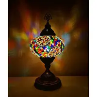Halay Handgemachte türkische Tischlampe in Multicolor – Orientalische Mosaiklampe für stimmungsvolle Beleuchtung