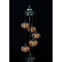 Halay Turkse Mozaïeklampe - Stehlampe mit 5 Kugeln - Orientalische Lampe in Braun - Handgemacht - 120 cm hoch