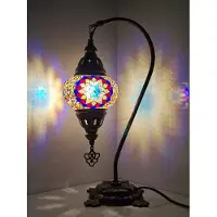 Halay Mozaïek Lampe - Türkische Tischlampe - Orientalische Booglampe - Handgefertigt - E14 Fassung - 16 cm Glas