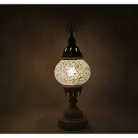 Halay Türkische Mozaiklampe - Weiße Tischlampe - Marokkanische Lampe - Handgefertigt - Höhe 42 cm - Ø 12 cm