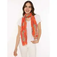 Zwillingsherz Schal "Leopard", Damen, orange, Web, Kunstfaser, gemustert, mehrfarbig, Modetücher Schal, Leoparden Muster, leichter Stoff
