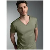 Trigema T-Shirt "V-Shirt Slim Fit", Herren, Gr. XL, grün (salbei), Single Jersey, 100% Baumwolle, Basic, lang, V-Ausschnitt, Shirts T-Shirt