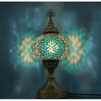 Halay Mozaiek Lampe Handgefertigte Nachttischlampe, Türkische, Arabische, Orientalische, Marokkanische Tischlampe in Türkis