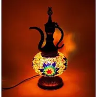 Halay Handgefertigte türkische Ibrik Tischlampe in bunten Farben für Innen- und Außenbereich, orientalische Karaf
