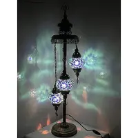 Halay Türkische Mozaik-Vloerlampe - Marokkanische Lampe in Blau mit 3 Bällen - Handgemacht und Authentisch