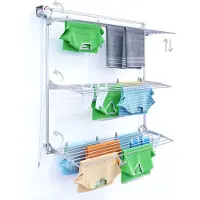 Foxydry Wäscheständer vertikal zur Wandmontage, robuster 3-Stufen-Trockner – Tower 152 cm Grau
