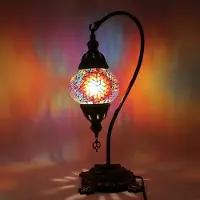 Halay Turkische Mozaiklampe - Handgemachte Tischlampe - Zwanenhals - Marokkanische Lampe - Ø 12 cm - Höhe 43 cm - Bunt