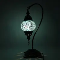 Halay Turkische Mozaiklampe - Handgemachte Tischlampe mit Zwanenhals - Ø 12 cm, Höhe 43 cm - Authentisch und farbenfroh