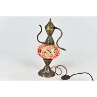 Halay Handgefertigte türkische Ibrik Tischlampe in bunten Farben – orientalische Karaffe Nachtlampe für stimmungsvolles Licht