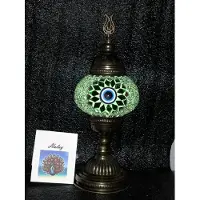 Halay Handgemachte türkische Sfeerlamp mit Nazar blauem Schutzauge und grüner Mosaik Nachtlampe, orientalische Tischlampe