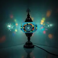 Halay Mozaïek Tischlampe - Handgemachte türkische Lampe - Marokkanische Dekolampe - Ø 19 cm, Höhe 34 cm - E14 LED inklusive