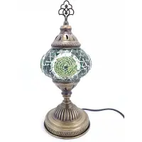 Halay Türkische Tischlampe mit 13 cm Mosaikball in Multicolor – Orientalische Lampe für stimmungsvolle Beleuchtung