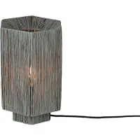 Good&Mojo Tischlampe Raffia Panama rund/Oktogon L Grau