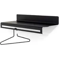 Spinder Garderobenleiste DESIGN "SWAY 80", schwarz, B:80cm H:18cm T:30cm, Stahl, Garderobenhalter, Garderobenleiste, 2-in-1 Wandregal + Garderobe