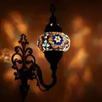 Halay Oosterse Wandlampe – Handgemachte Mozaïeklampe aus Türkei – Ø 15 cm, Höhe 28 cm, E14 LED