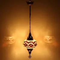 Halay Hanglamp Mozaïek - Handgemachte orientalische Lampe - Türkische & marokkanische Lampe - Ø 14 cm, Höhe 53 cm - Gelb & Schwarz