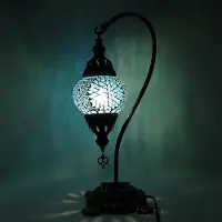 Halay Türkische Mosaiklampe - Tischlampe mit Schwanenhals - Marokkanische Lampe - Ø 12 cm, Höhe 43 cm - Handgefertigt und bunt