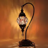 Halay Türkische Mosaiklampe - Handgemachte Tischlampe mit Schwaneck - Ø 12 cm, Höhe 43 cm - Authentisch und farbenfroh