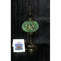 Halay Handgemachte türkische Sfeerlamp in Grün mit buntem Mosaik – orientalische Tischlampe für stimmungsvolle Beleuchtung