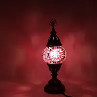 Halay Turkische Mosaiklampe - Handgemachte Tischlampe - Marokkanische Orientlampe - Ø 12 cm, Höhe 30 cm - Bunt und authentisch