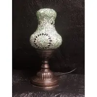 Halay Handgefertigte grüne Birnenform Mosaiklampe - Türkische Tischlampe für orientalische Atmosphäre