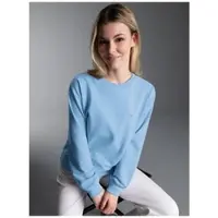 Trigema Sweatshirt "Dünnes Sweatshirt", Damen, Gr. S, iceblau, melange, Sweatware, 50% Baumwolle, 50% Polyester, Basic, Rundhals, Sweatshirts Sweatshirt