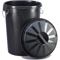 Denox Universal-Abfalleimer mit Deckel, rund, 95L, schwarz