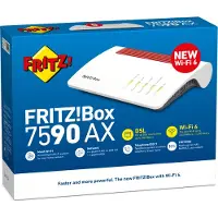 FRITZ! Box 7590 AX, Wi-Fi 6 (802.11ax), Dual-Band (2,4 GHz/5 GHz), Ethernet/LAN, ADSL2+, Weiß, Rot, Rack-/Wandrouter