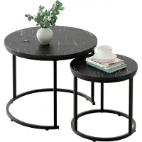 Sonstiges Huhote Runde Couchtische 2er-Set Beistelltisch Metallrahmen Wohnzimmer Schlafzimmer Büro Wohnung 60cm