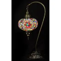 Halay Türkische Tischlampe im Bogenmodell mit Mosaik - Handgefertigte marokkanische Lampe in bunten Farben