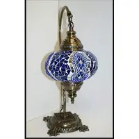Halay Türkische Tischlampe mit 12 cm blauer Mosaik-Kugel – Handgefertigte orientalische Lampe für stimmungsvolles Licht