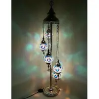 Halay Türkische Mozaik Vloerlampe Handgefertigt Blau mit 5 Kugeln – Orientalische Lampe für gemütliche Atmosphäre