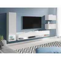 Mirjan 24 Wohnwand Amadeo, Stilvoll Wohnzimmer-Set, TV-Schrank, Mediawand (Weiß / Weiß Hochglanz, ohne Beleuchtung)