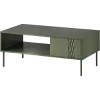 Mirjan 24 Couchtisch Tresse, Wohnzimmer Kaffeetisch mit Einlegeboden (Farbe: Grün)