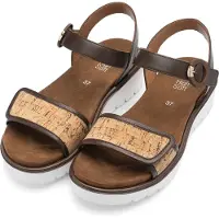 Ara Keilsandalette "BILBAO", Damen, Gr. 40, braun (mokka, natur), Glattleder, Lederimitat, kontrastfarbene Details, Schuhe Keilsandalette, Plateau, Riemchensandale mit Klettverschlüsse, G-Weite