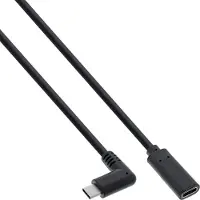 InLine USB 3.2 Gen.1x2 Kabel, USB-C Verl., ST gewinkelt auf BU, schwarz 1m, 1 m, USB C, USB C, USB 3.2 Gen 2 (3.1 Gen 2), 5 Gbit/s, Schwarz