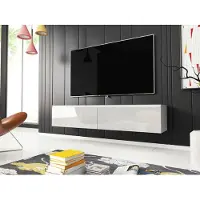 Mirjan 24 TV-Lowboard Detroit D140, Stilvoll TV-Tisch, 2 Türen, Modern Wohnzimmer (Weiß / Weiß Hochglanz, ohne Beleuchtung)