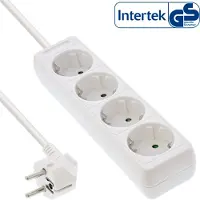 InLine Steckdosenleiste, 4-fach Schutzkontakt, weiß, 1,5m, 1,5 m, Drinnen, Typ F, Abgewinkelt, 1,5 mm², Weiß
