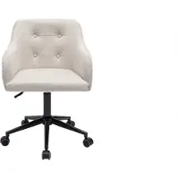 Miliboo - Gepolsterter Bürostuhl mit Rollen aus strukturiertem Samteffektgewebe in Beige und Schwarzem Metall BALTIK