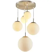 LINDBY Glas Hängelampe Heleska , dimmbar, alu / grau / zink, für Wohn- / Esszimmer, Metall, Modern, Pendelleuchte